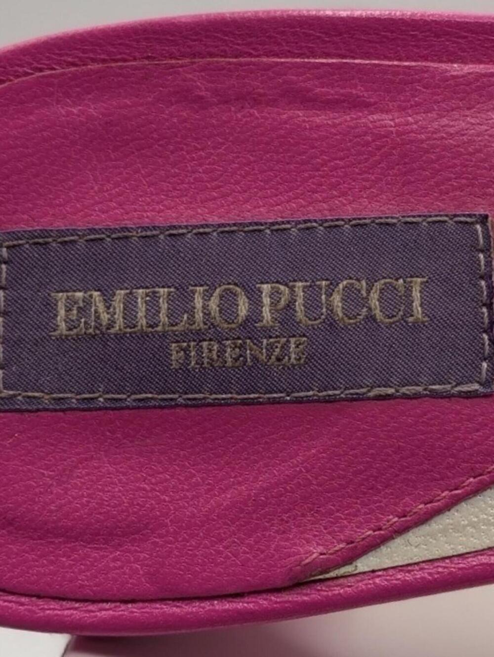 Emilio Pucci 37 EU 6.5 US Pink Leather Floral Kitten Heel Mules Made in Italy - Picture 2 of 13
